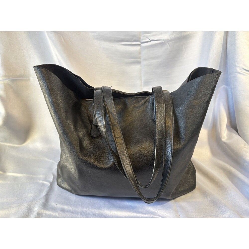 Everlane Petra Market Shoulder Tote Bag - Black Italian Leather - Picture 4 of 10